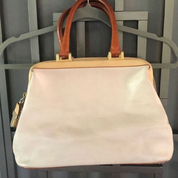 Nardelli ￼ Italian leather satchel handbag cream - Picture 1 of 9
